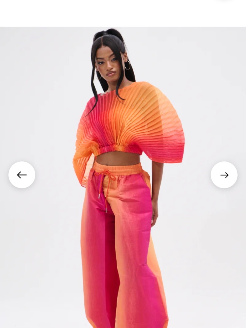AKIRA Sunset Ombre Top and Wide-Leg Pants in Orange & Pink NWT Size M - Picture 3 of 10